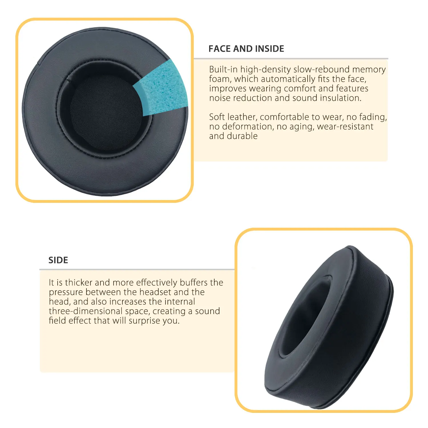 Corsair Vengeance 용 Realhigh 교체 용 이어 패드 1300 1400 1500 헤드폰 Thicken Memory Foam Cushions