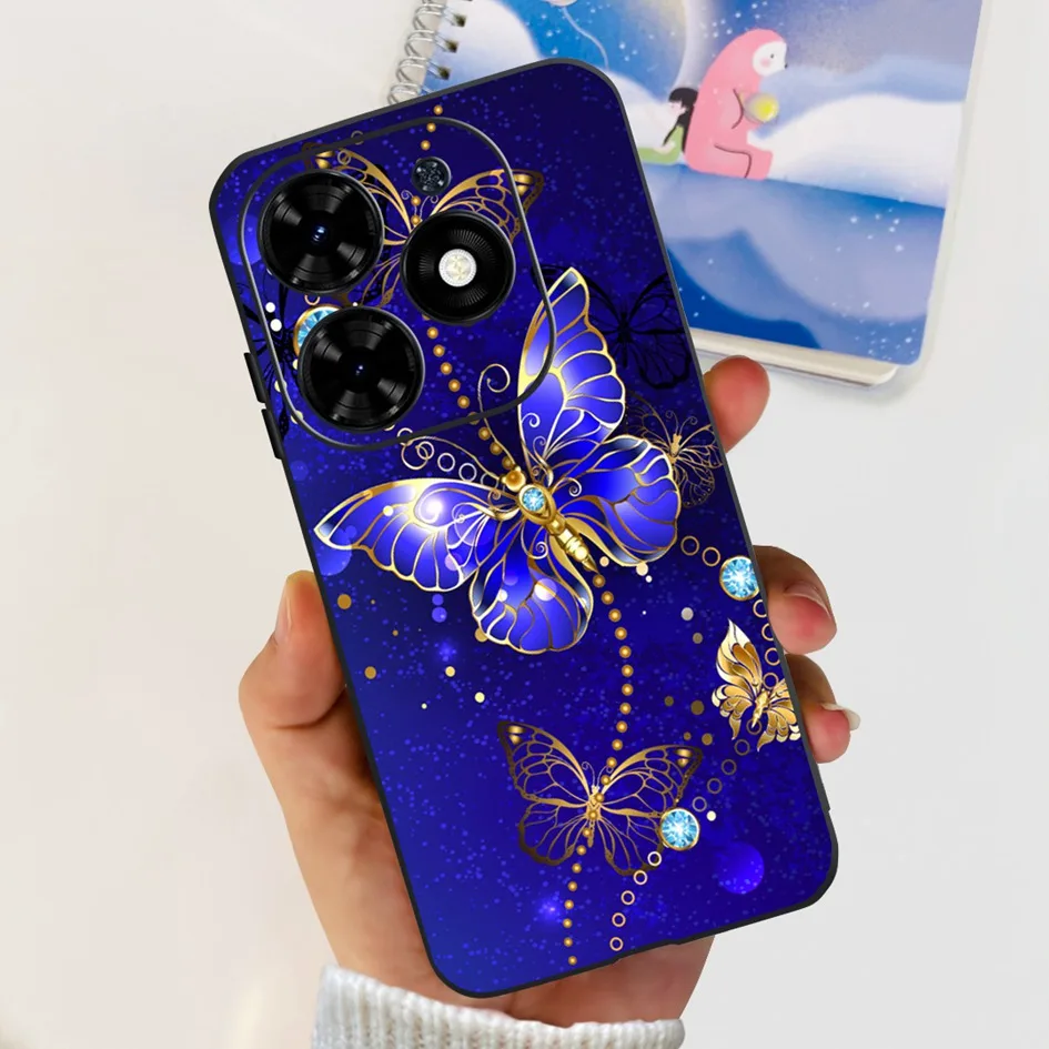 Fashion Flower Shockproof Silicone Slim Soft Black Phone Case