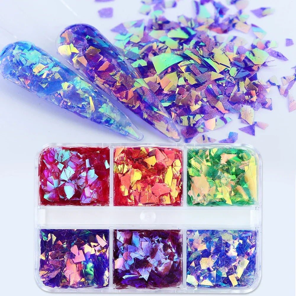 Sparkling Nail Art Glitter Film Irregularly Shaped Glass Paper Fingertip Decorative Sequins Nail Stylist  Supplies Accessories