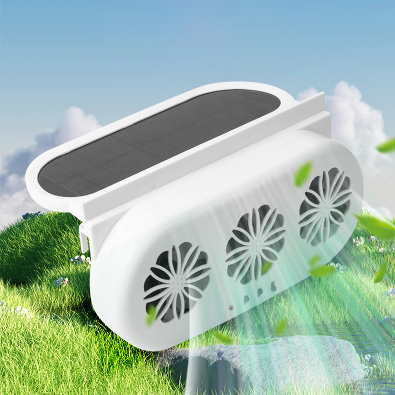 Vehicle Cooling Fan,Car Solar Powered Window Exhaust Fan Low Noise 3 Speed Adjustable Air Purifier for Traveling, Truck, SUV