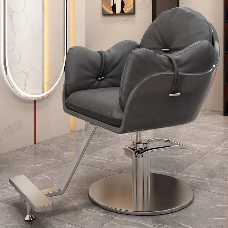 Silla de barbero cómoda para adultos, asiento con respaldo, silla de barbero de lujo, giratoria y ajustable, muebles de salón