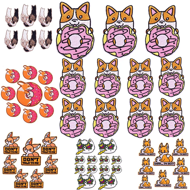 

10 шт./лот, Мультяшные животные, вышивка, патчи «сделай сам», термоклейкие нашивки для одежды, Пришивание на наклейке