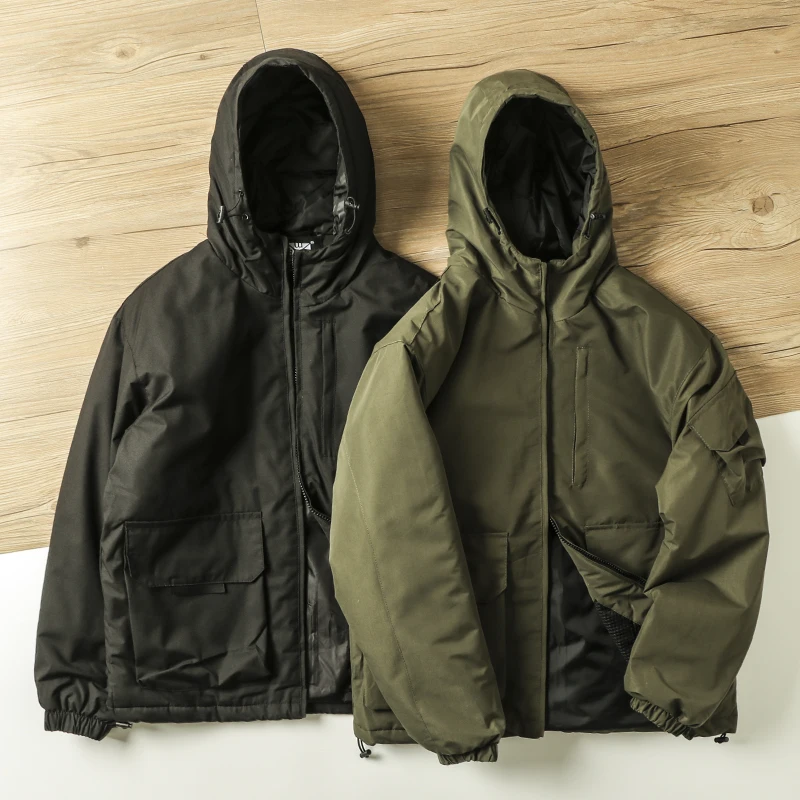 Loose Fit Men's Casual Hooded Jaet Cotton Workwear Faion Urban Sle Youth Regular Length Zipper Pure Color Autumn Winter