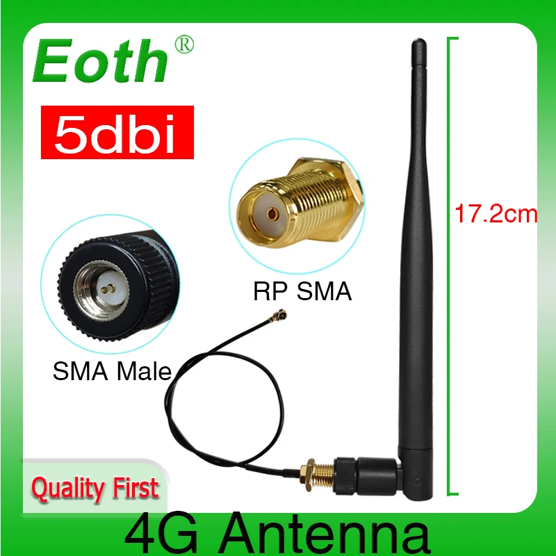 Eoth 1 2pcs 4G lte antenna 5dbi SMA Male Connector Plug antenne router 21cm ipex 1 SMA female pigtail Extension Cable 1pair 2pcs red high quality banana plug wire alligator clip cable high voltage test cable silicone wire