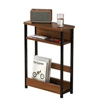 Table d'appoint étroite avec étagère de rangement, table d'appoint mince à 3 niveaux avec porte-revues, tables fines de canapé modernes pour petits espaces 1