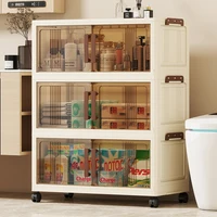 70cm Foldable 2-Door  See-Through Storage Cabinet  Organizer Space-Saving Design for Bedroom Living Room Toys Clothes 5