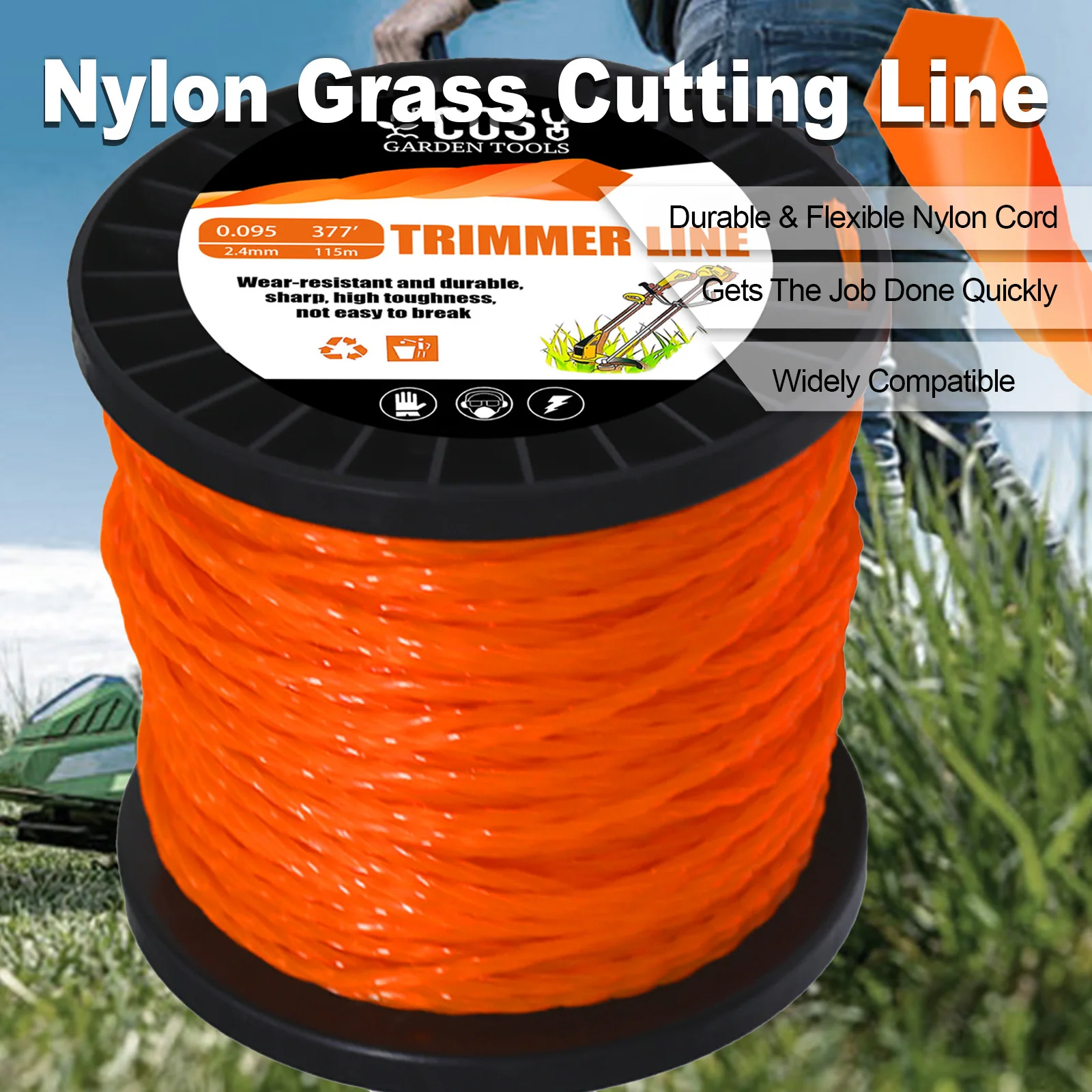 1LB*2.0/2.4/2.7/3.3/4.0mm Spiral Grass Cut Strimmer Line Graphite ...