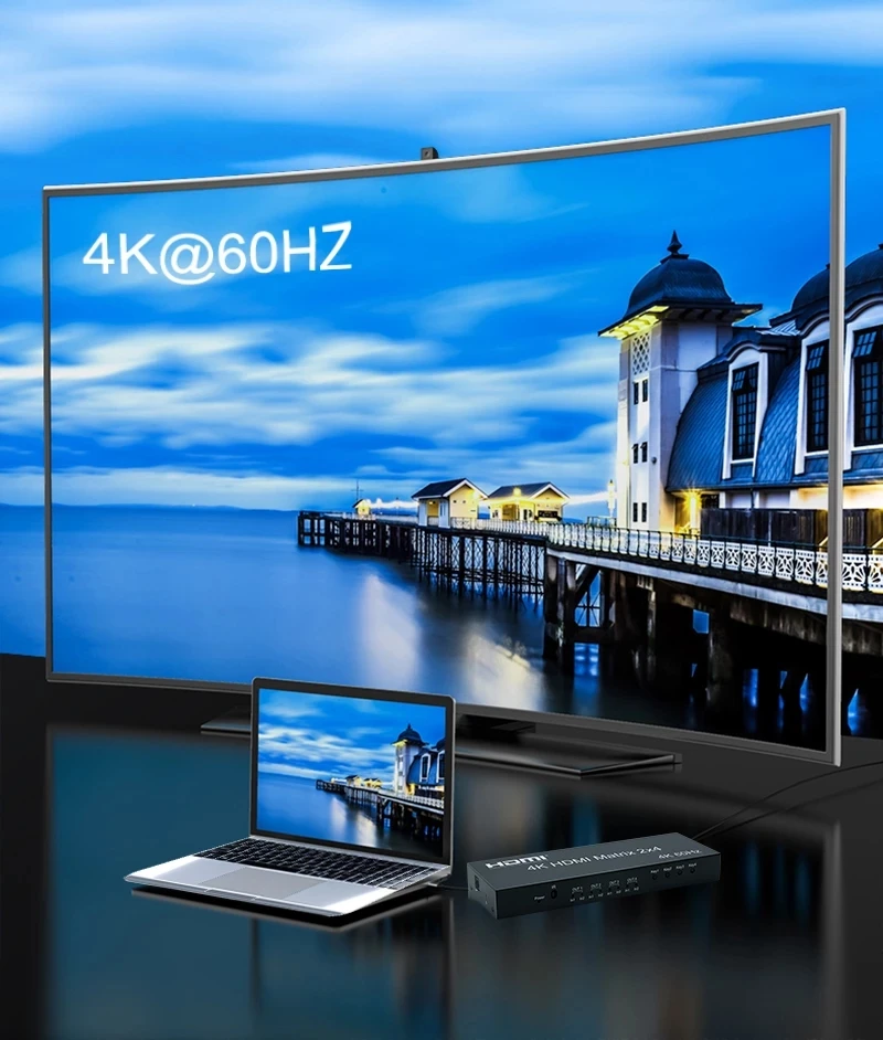 HDMI ġ й,   , 4K 60Hz HDMI Ʈ, 2x4, 2 in 4 out, 1080p  , 2 3 4 ȭ  ÷