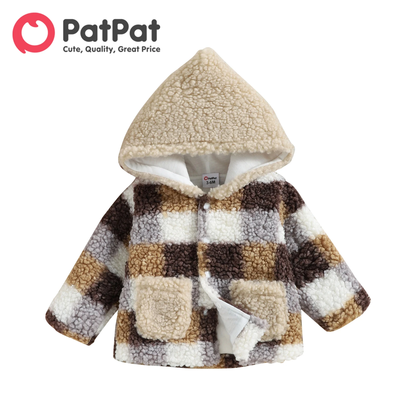 PatPat Jackets Baby Boy Clothes Newborn Babies Coats Plaid Pattern