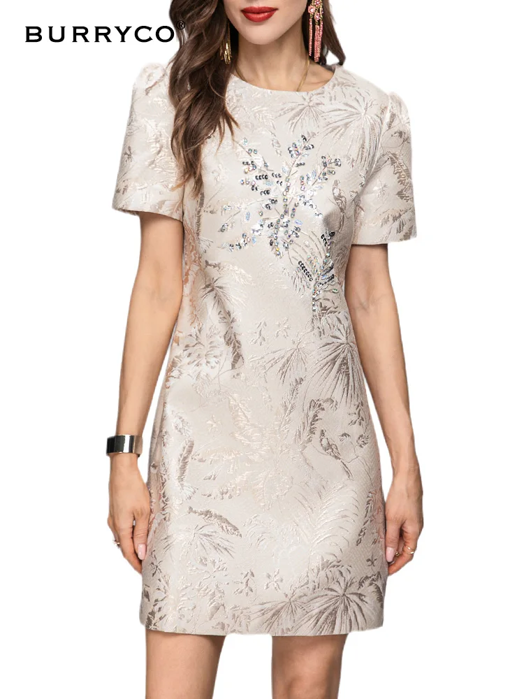 

BURRYCO Summer 2023 Commuter Fashion Print Handmade Beaded Fashion Style A-line Dress