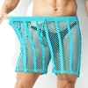 Transparent Swimwear Mens Board Shorts Sexy Solid Drawstring Quick Dry Beach Shorts Man Mesh Breathable Board Shorts(No Briefs) 1