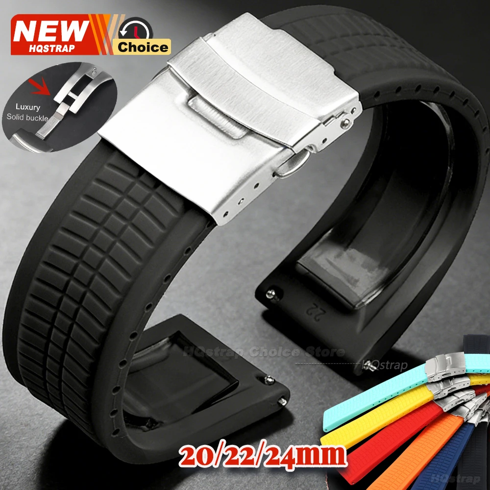 Universal Waterproof Silicone Sport Strap with Solid Buckle
