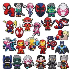 New Arrival 1-25Pcs Superheroes Captain America Marvel Garden Shoe Buckle Charms Batman Decorations DIY Cool Bracelet