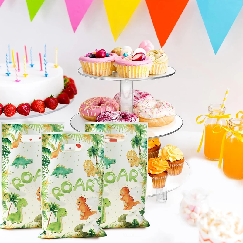 Cartoon Dinosaurier Kunststoff Geschenk Tasche Candy Tasche Dinosaurier Geburtstag Party Decor Kinder Geburtstag Party Liefert Gefälligkeiten Baby Dusche Dekor – Detail 15