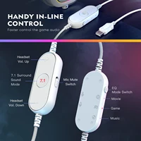 FIFINE RGB Gaming Headset with 7.1 Surround Sound/3-EQ/MIC,Over-ear Headphone with In-line Control for PC PS4 PS5 Ampligame-H6W - Image 5