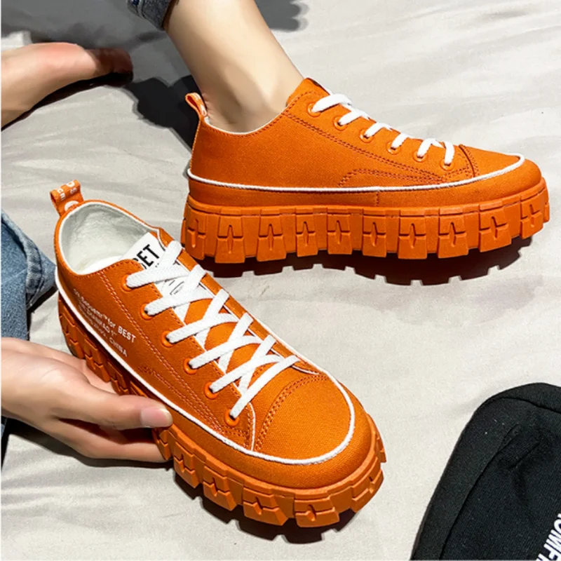 Men Comfortable Platform Sports Shoes Casual Shoes Male Green Solid Color Heighten Couple Man Sneakers New Summer autumn