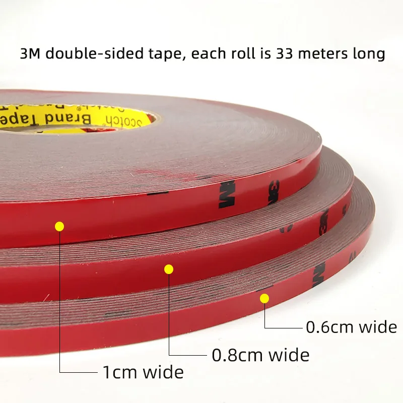 3M 5108 강력 고정 아크릴 그레이 양면 테이프, 고점도 자기 접착 스티커 0.8MM x 33M 두께 가정용 자동차용