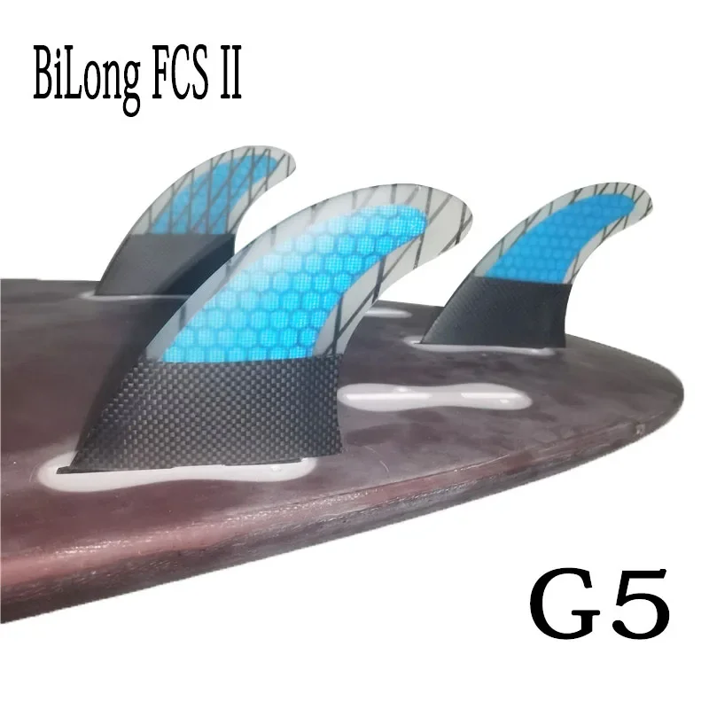 Surfboard Fin BiLong FCS II Thruster Surfboard Fins 3PCS Set G5 Fiberglass Honeycomb Carbonfiber M Size Quilhas Surf Fin Electric Surfboard