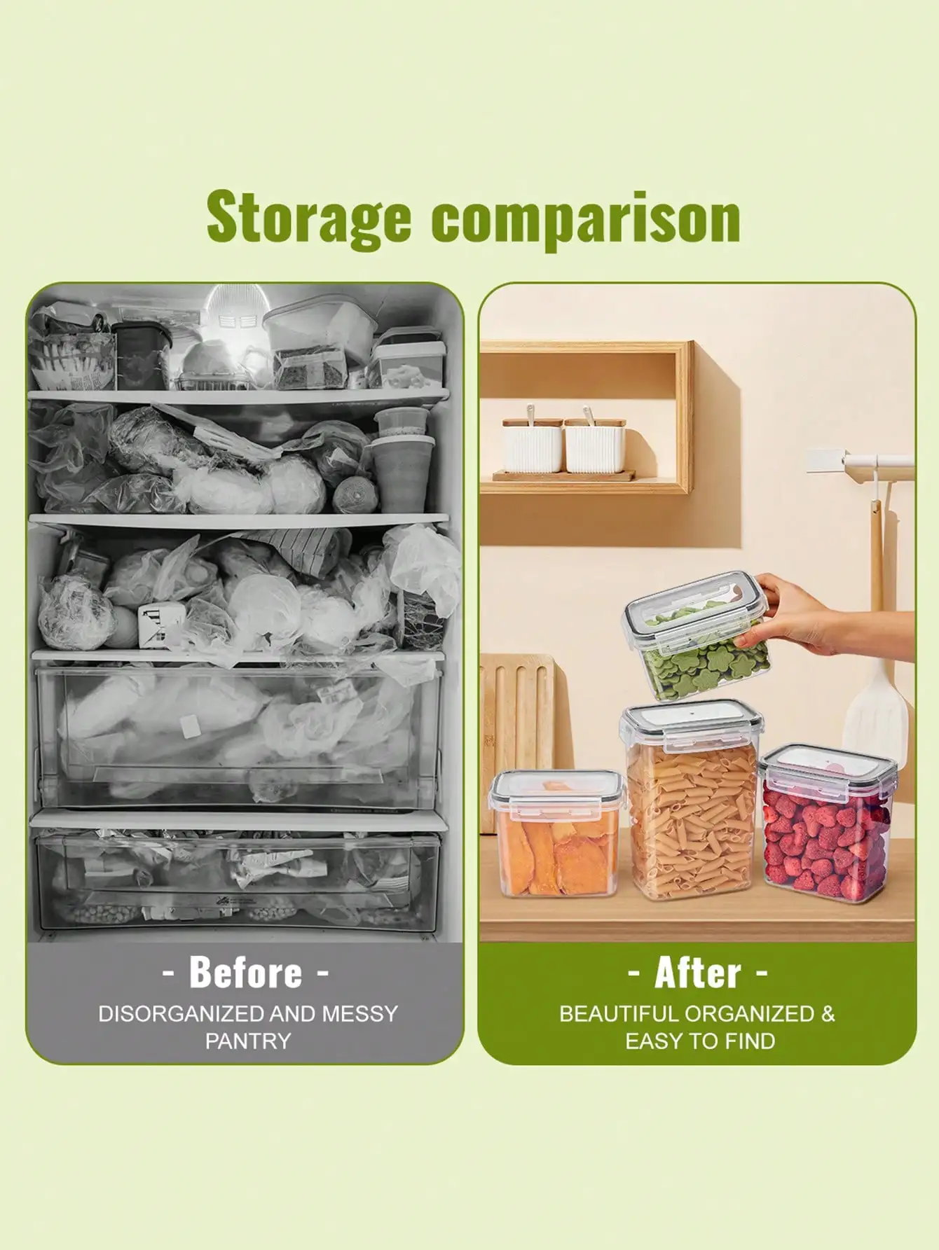 Food storage container - suitable for kitchen grains, rice, pasta, tea, nuts, and coffee beans, with labels and markings 6