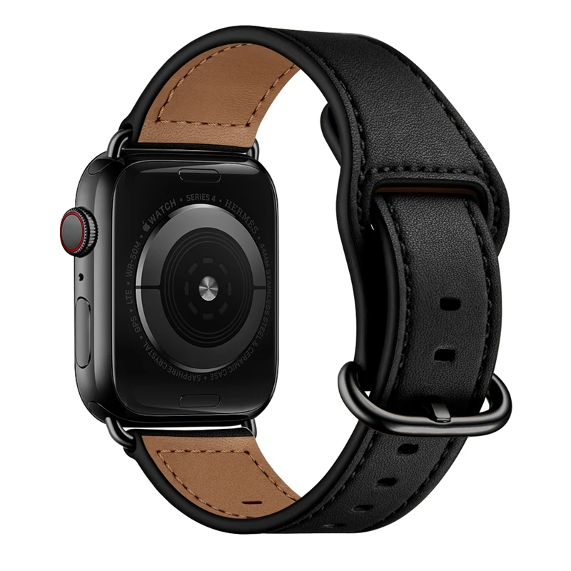 Business Real Leather Loop Bracelet Belt Band for Apple Watch SE 7654 42MM 38MM 44MM 40MM Strap on Smart iWatch 7 Watchband 45mm