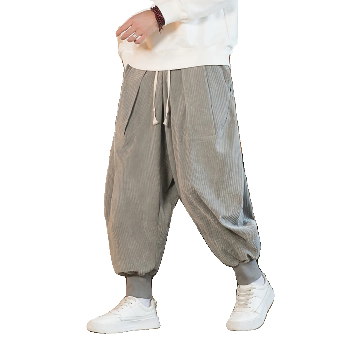 Description Picture 2 of itemCorduroy Harem Pants Men Wide Leg Jogging Pants Men Harajuku Style Sweatpants Male Casual Trousers Vintage New Streetwear