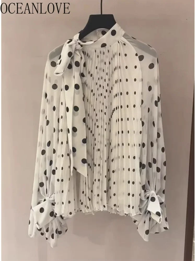 OCEANLOVE Print Vestidos Knitting Vintage Korean 2022 Autumn