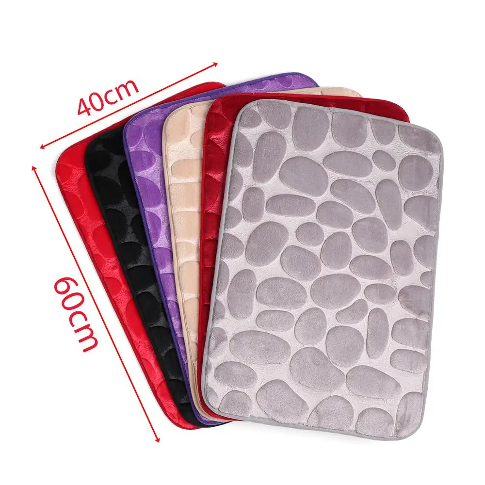 Cobblestone Embossed Non-Slip Washable Bath Mat Rug