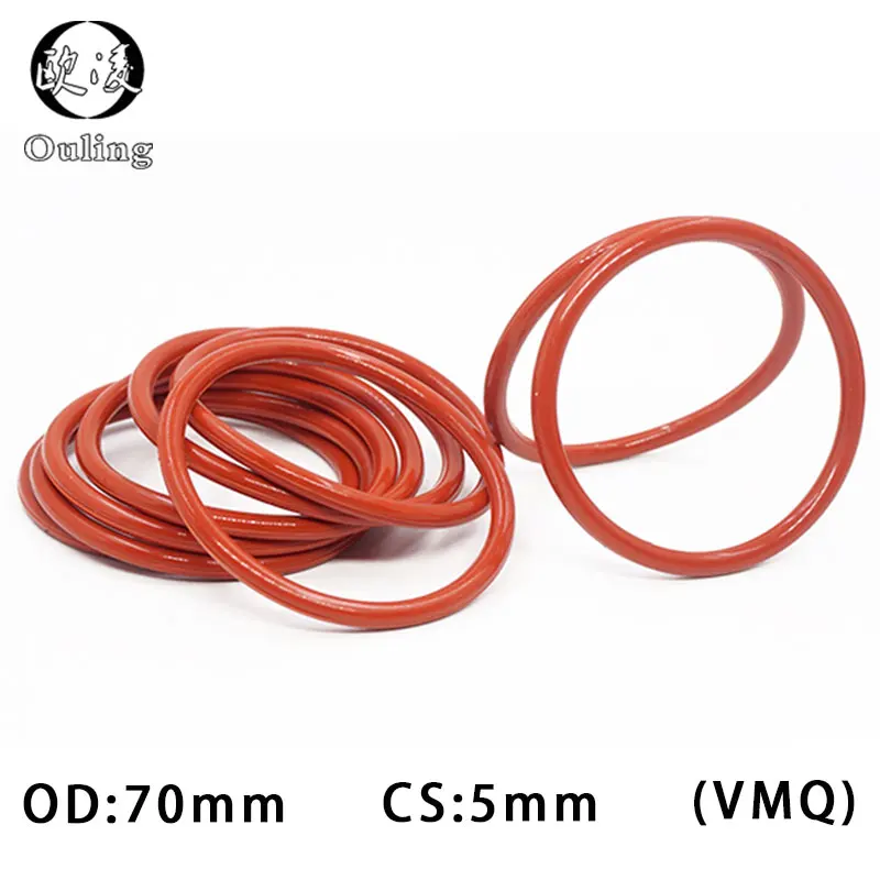 

Red Silicon Ring Silicone/VMQ O ring CS5mm Thickness OD55/70/130mm Sealing Rubber O-ring Seal Rings Strip Gasket Sanitary Washer