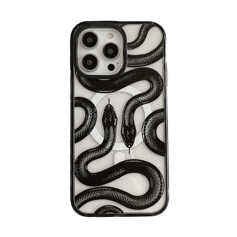 MagSafe Acrylic Snake Phone Case Cover for IPhone 11 12 13 14 15 Pro Max Case for IPhone 15 Pro Max