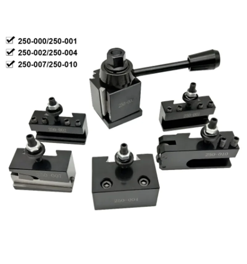 

6Pcs/Set 250-000 Wedge GIB Cuneiform Type Quick Change Toolpost Tool Holder With 6-9" Lathe Swing 250-001/002/004/007/010