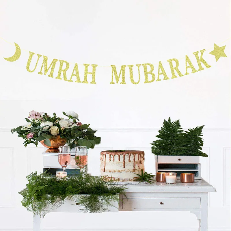 Umrah Mubarak Banner Eid Mubarak баннеры-Декорации для вечеринки Supply