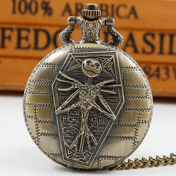 Reloj de bolsillo de cuarzo para hombre y mujer, pulsera con cadena FOB, Calavera, esqueleto, antes de navidad, regalos