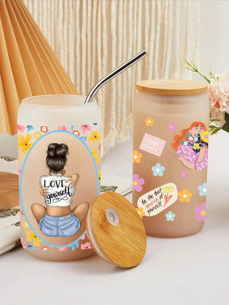 UV DTF Beauty Makeup Transfer Happy Juice Printed Sticker For The 16oz Libbey Glasses Wraps Bottles D2265