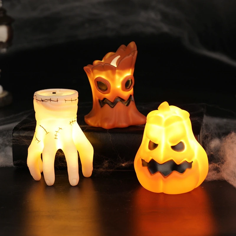Spooky Halloween LED Light-Up Pumpkin Ghost Skeleton Desktop Ornament