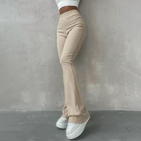 BUILDINGB Autumn Solid High Waist Hip-Wrapping Elasticated Embossing Trousers Casual Daily Versatile Women Pants 1