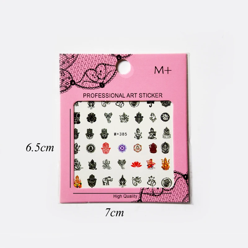 1 sheet Mandala Indian Elephant Nail Water Decals Buddha's Hand Nail Sticker Nail Art Sticker Tattoo Decals 4