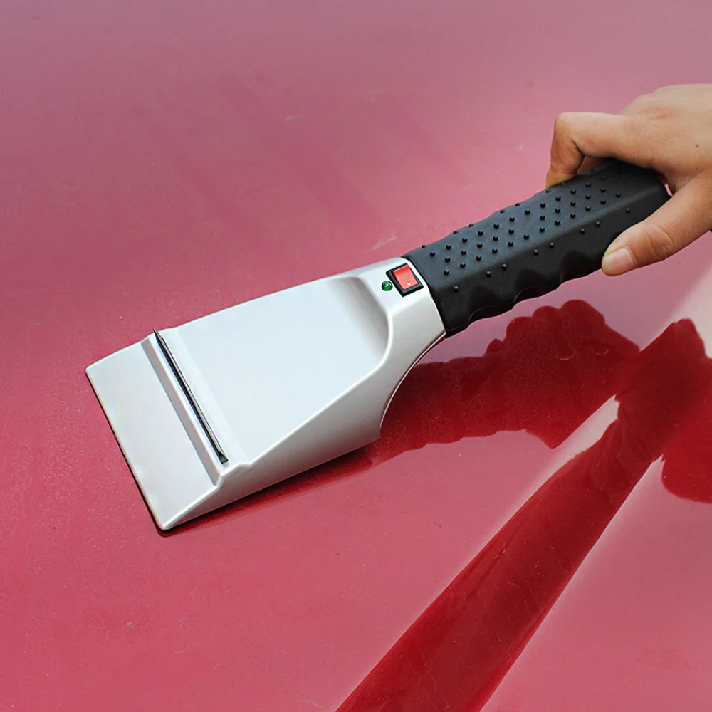 12V Winter Electric Heater Car Ice Scraper Windshield Glass Snow Shovel Removal Defrost Cleaning Tool Heat Snow Scraper