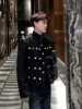Trendy Male Chic Black Small Fragrant Short Coats Men's 2024 Autumn Winter New Jackets Small Sequins Multi-button Design Jacket 5