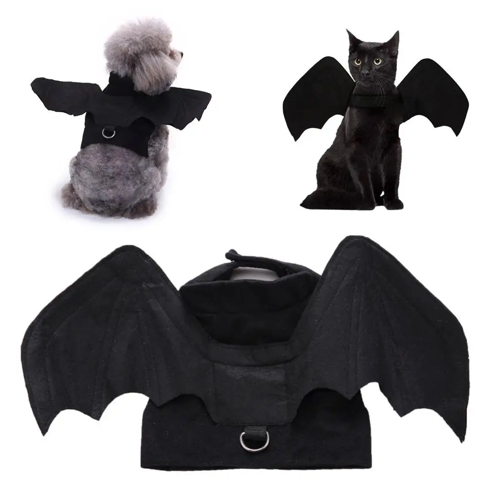 pet dog cat witch hat bandana cosplay prop halloween bat fancy dress costume outfit wings cat costumes photo props headwear Pet Bat Wings Clothing For Halloween Dog Cats Costume Funny Batsuit Costumes For Fancy Dress Pet Holiday Atmosphere Attire M0G0