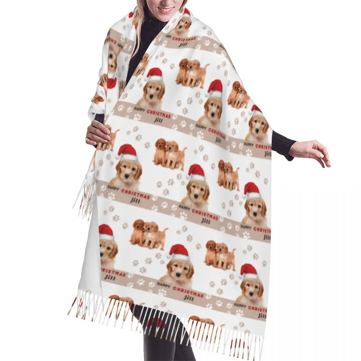 

Personalized Printed Labradoodle Dog Christmas Scarf Women Men Winter Warm Versatile Scarves Holiday Pets Gifts Shawls Wraps