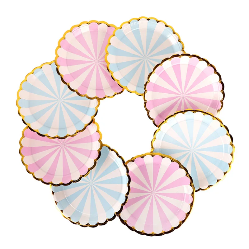 10PCS/set Gilding Disc Disposable Plates Cake Paper Pan DIY Decoration Kids Birthday Party Wedding Tableware Supply