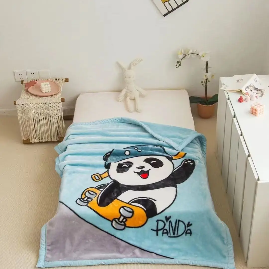 Spring Autumn Winter Plush Kindergarten Small Blanket Cartoon Animal Baby Blanket Newborn Double-layer Thickened Warm Rug