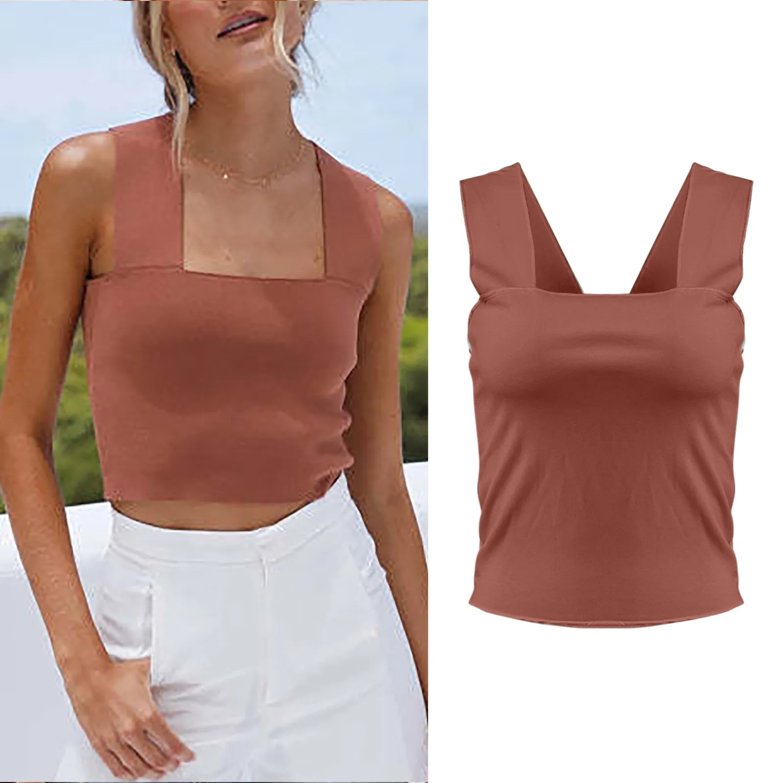 

2xl Tops for Women Women's Knitted Suspenders Casual And Minimalist Tank Vest Small Suspenders Cute Women Crop Spandex