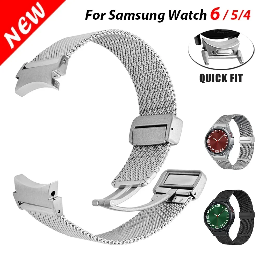 

Quick Fit Stainless Steel Strap for Galaxy Watch 6/5/5pro 40mm 44mm 45mm Milanese for Samsung Galaxy Watch 6 Classic 43mm 47mm