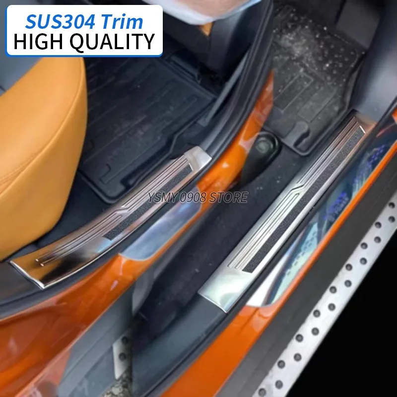 

4 PCS High Quality Stainless Steel Car Styling Interior Accessories Door Sill Scuff Plate for Nissan Kicks P15 2020