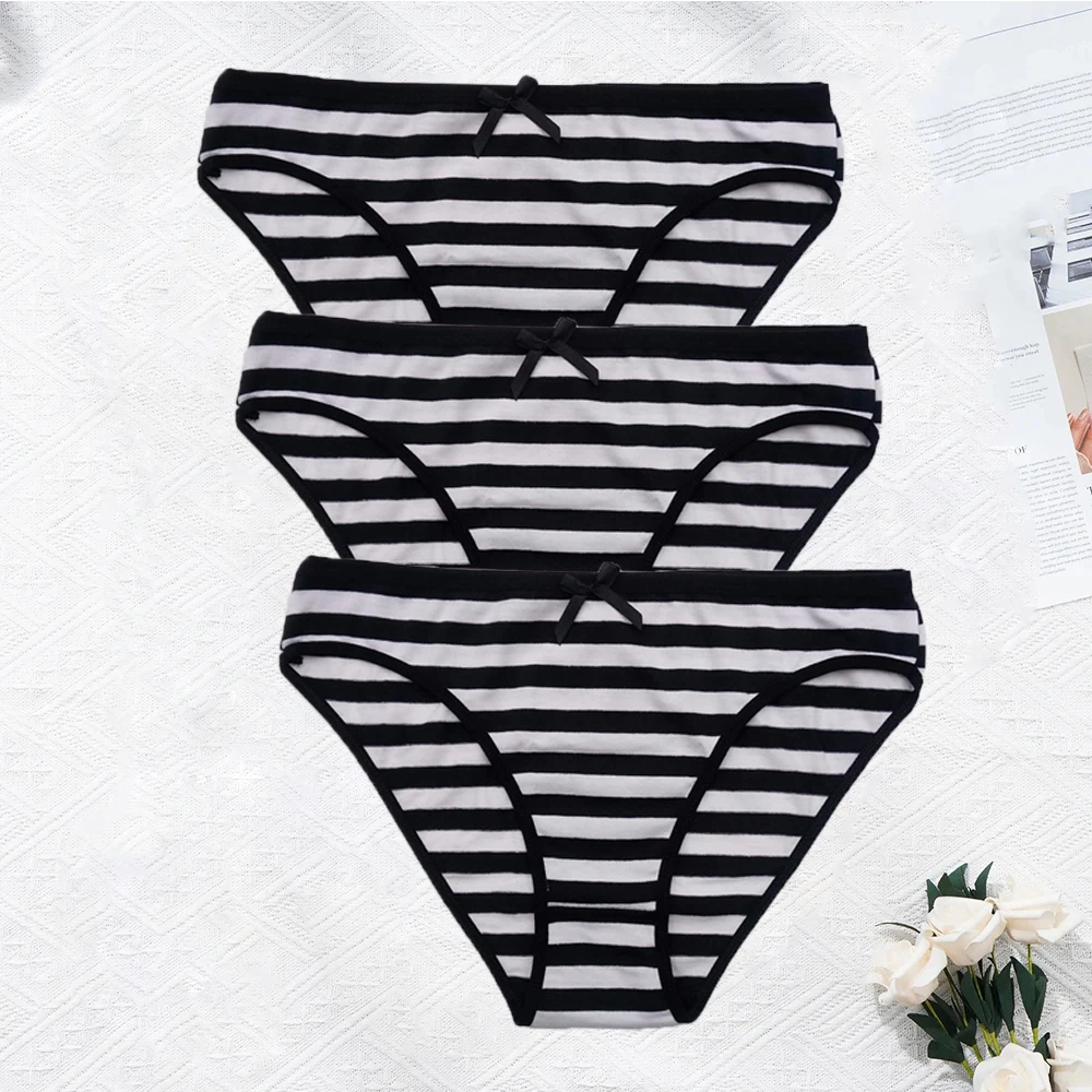 YOUREGINA Striped Woman Underwear Plus Size Seamless Panties Cotton Under Wear Briefs Women Underpants Lingerie 3 pcs/lot