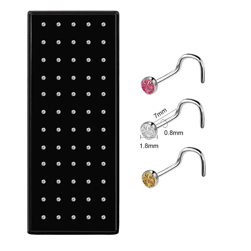 Nose Rings L Shape Stainless Steel Crystal Nose Ring Set for Women Surgical Steel Nose Piercing Studs Body Jewelry