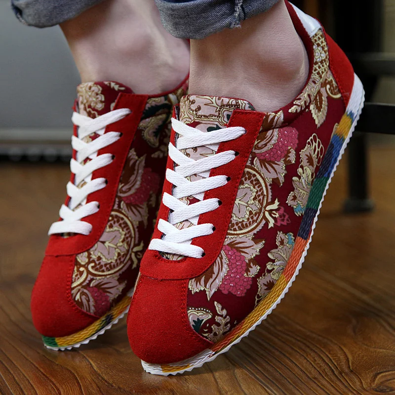 Classic Printing Men Canvas Shoes Comfortable Low Cut Men's Vulcanize Shoes Lace-Up Casual Flat Shoes for Men espadrilles hommes 3