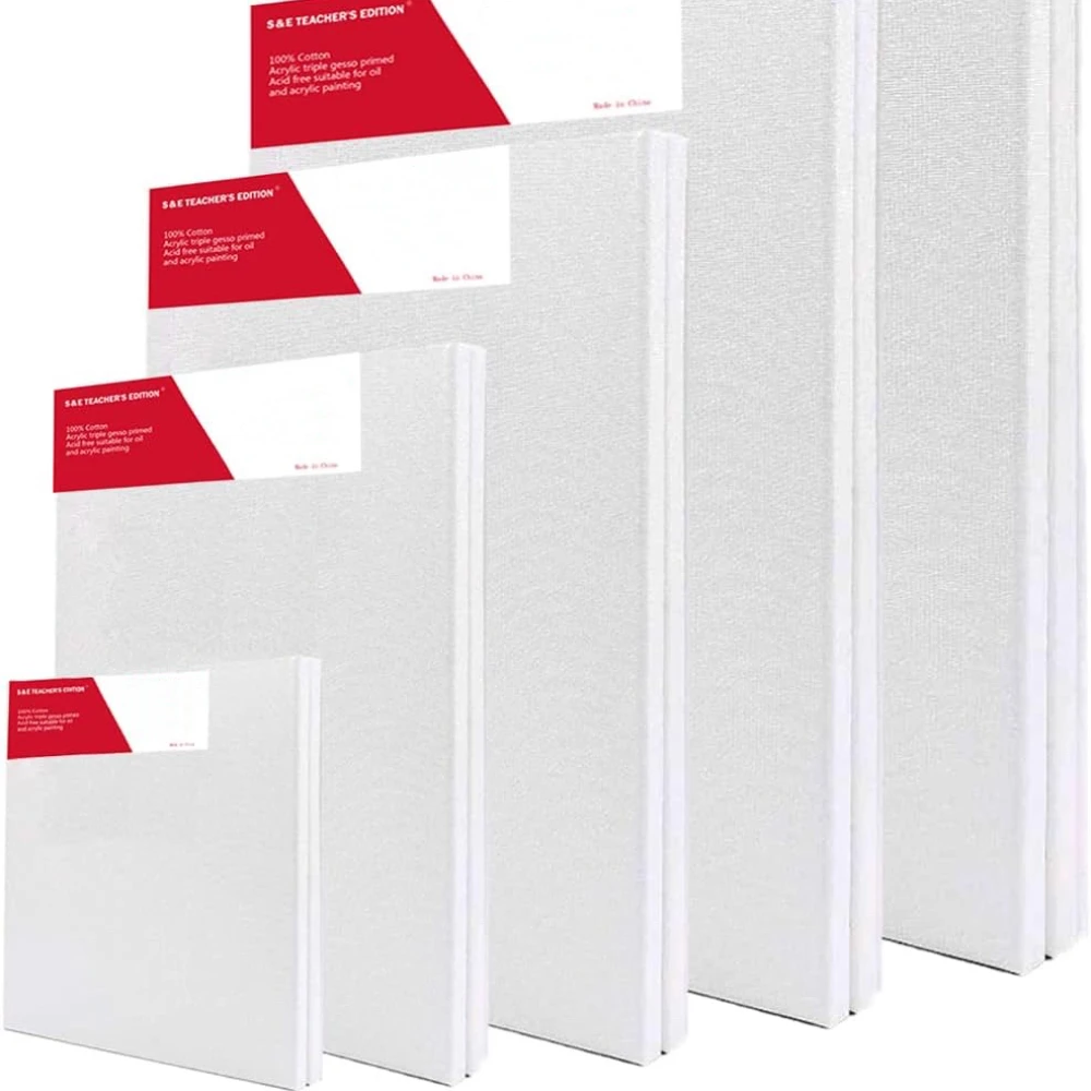 Custom Painting Canvas Painting Canvas Painting Canvas Board 4 Packs of Blank Canvas 100% Cotton Primer Artist Framed Canvas Used for Acrylic Oil Painting and Other Painting Media