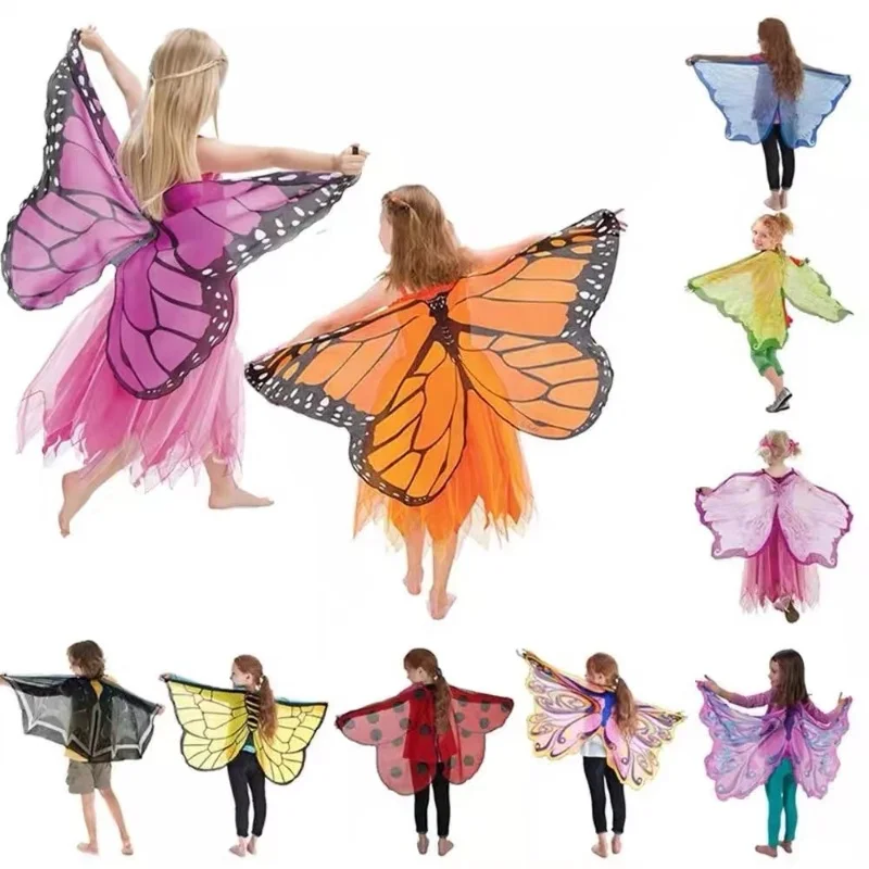 

New Children's Dress Up Elf Style Angel Butterfly Wings Set, Cloak Halloween Stage Costume, Performance, Program Performance